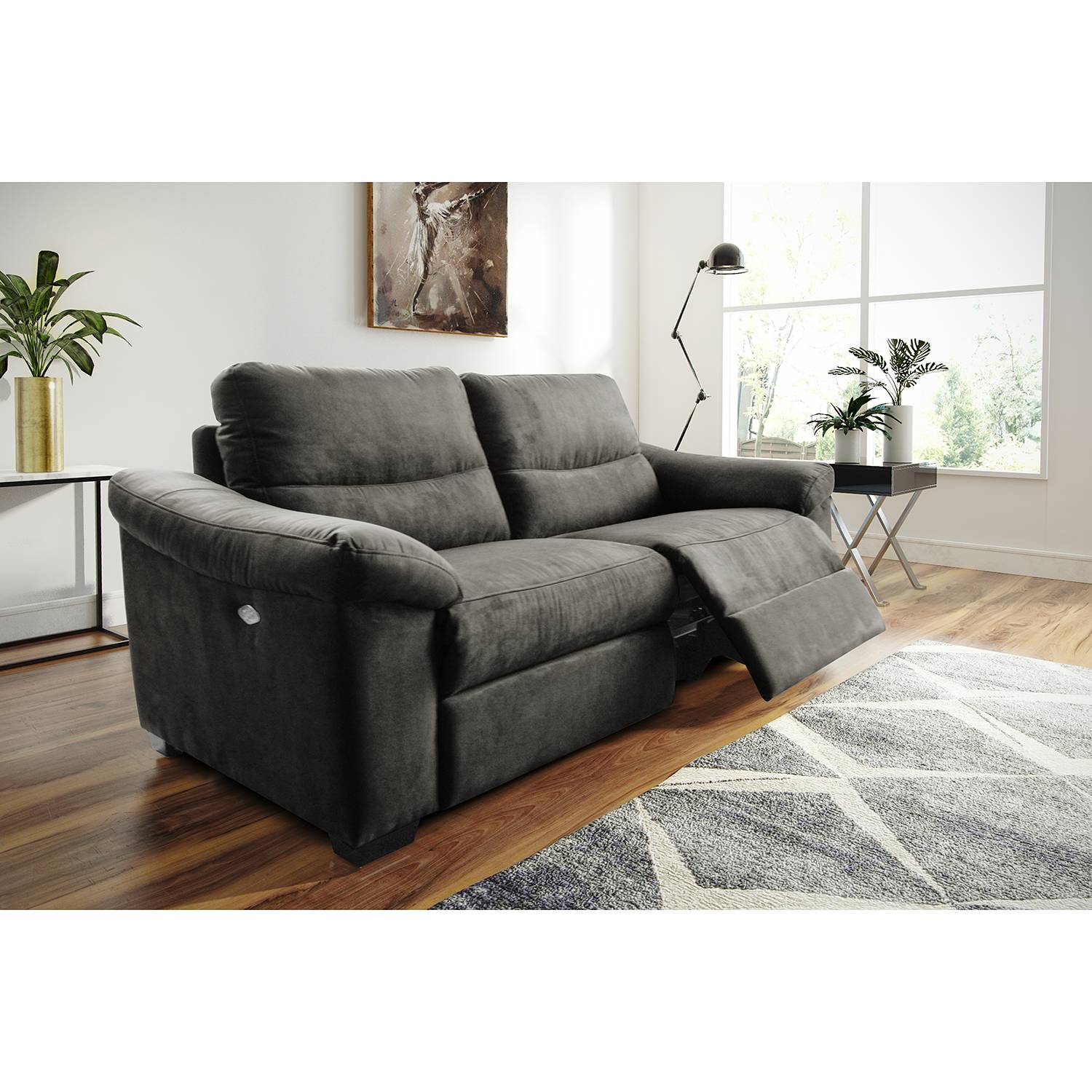 Modoform Sofa Lamexa II 2,5-Sitzer Anthrazit Microfaser 212x95x98 cm von Modoform