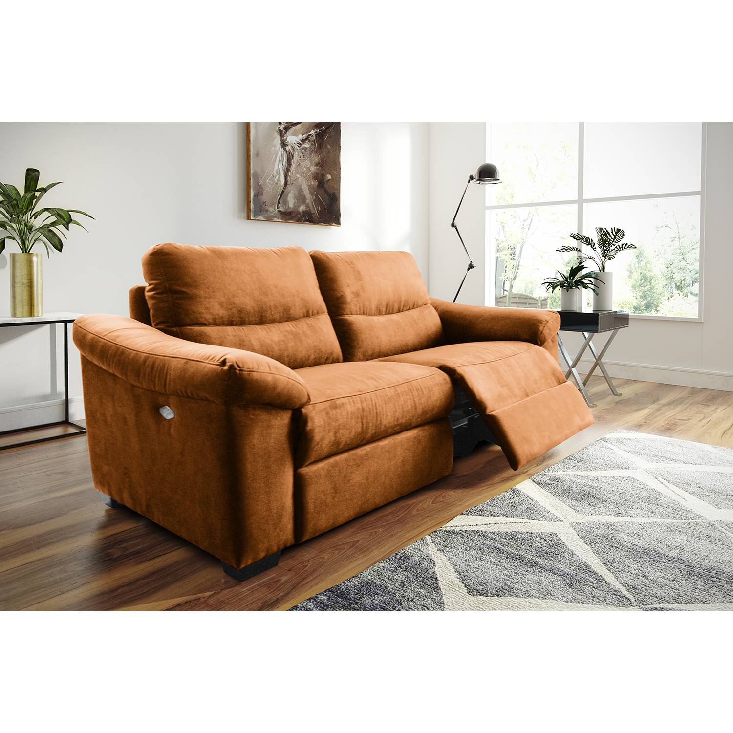 Modoform Sofa Lamexa II 2,5-Sitzer Cognac Microfaser 212x95x98 cm von Modoform