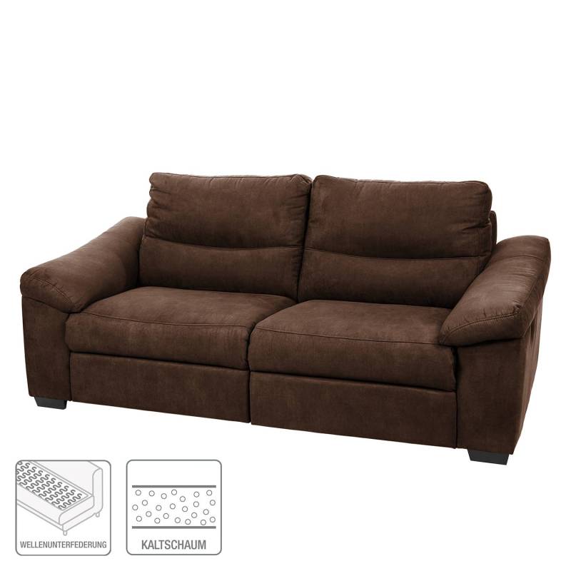 home24 Sofa Lamexa II 2,5 -Sitzer Braun/Mokka Microfaser 212 x 95 x 98cm Relaxfunktion Modern von home24