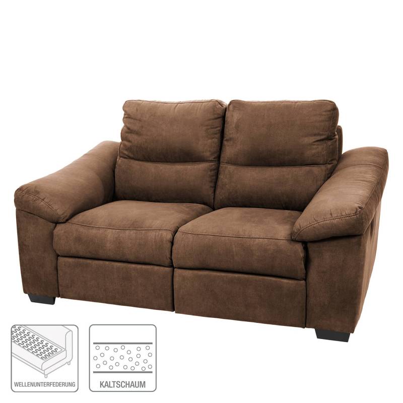 home24 Sofa Lamexa II 2 -Sitzer Braun/Braun Microfaser 175 x 95 x 98cm Relaxfunktion Modern von home24