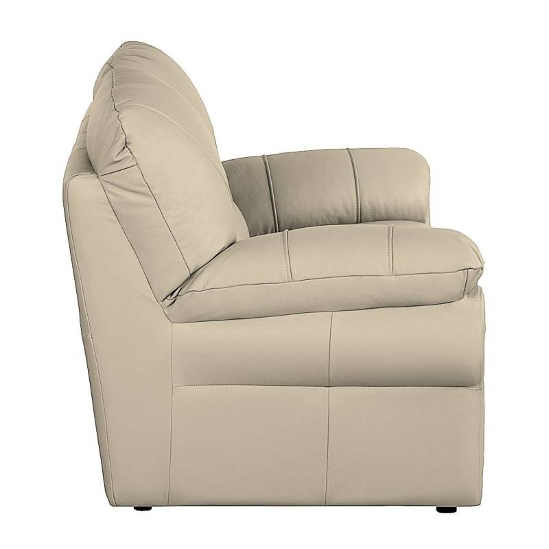 home24 2-Sitzer Sofa Echtleder Grau/Taupe Bezug: Pigmentiertes Leder Füße: Kunststoff 150 x 92 x 85cm Modern von home24