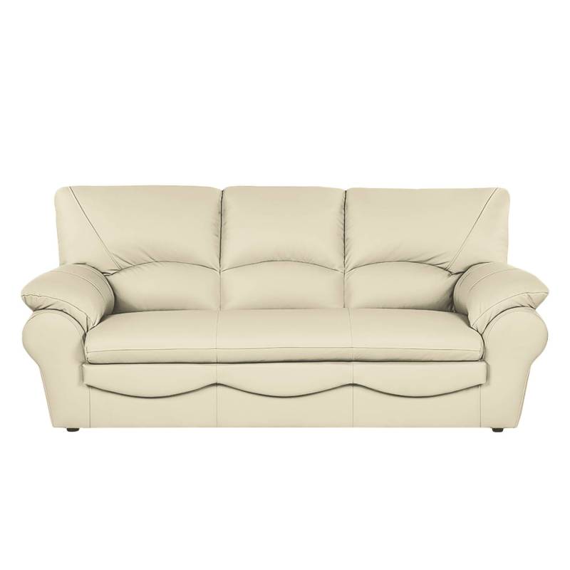 home24 Schlafsofa mit Matratze Typ A Beige/Ecru Kunstleder Solis 205 x 92 x 85cm mit Schlaffunktion Modern von home24
