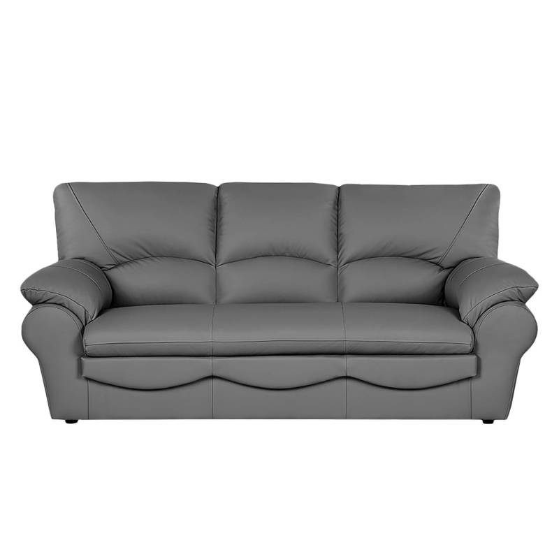 home24 Schlafsofa mit Matratze Typ A Grau/Grau Kunstleder Solis 205 x 92 x 85cm mit Schlaffunktion Modern von home24
