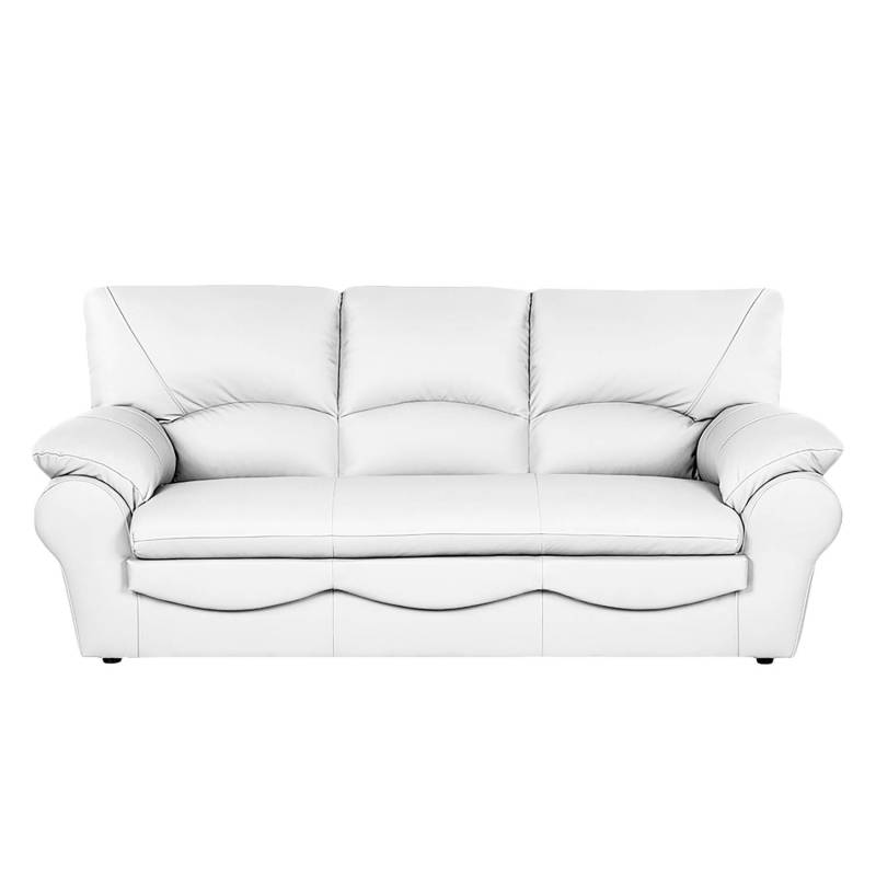 home24 Schlafsofa mit Matratze Typ A Weiß/Weiß Kunstleder Solis 205 x 92 x 85cm mit Schlaffunktion Modern von home24
