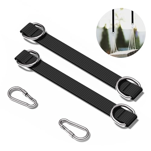 Modonghua 2 Stück Hängematte Befestigung, Swing Hanging Kit Befestigung Schaukel Aufhängung mit 2 Karabinern und 2D-Ringen, Tragbares Befestigung Kit für Baumschaukel Hängesessel von Modonghua