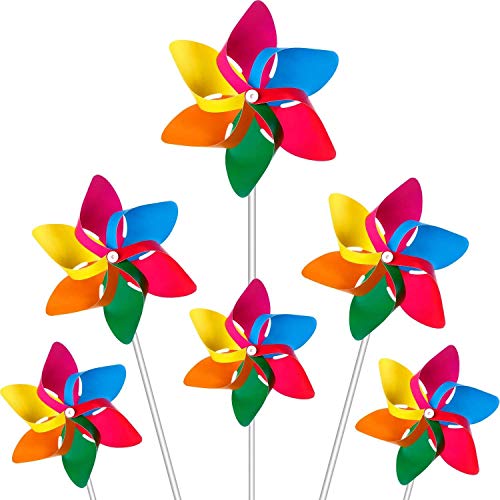 Modou 20x Windmühle Windrad Windspiel für Garten & Kinder Gartenstecker im Regenbogen Design,UV-beständig und wetterfestals Garten-Deko, Party-Artikel & Vogelschreck von Modou