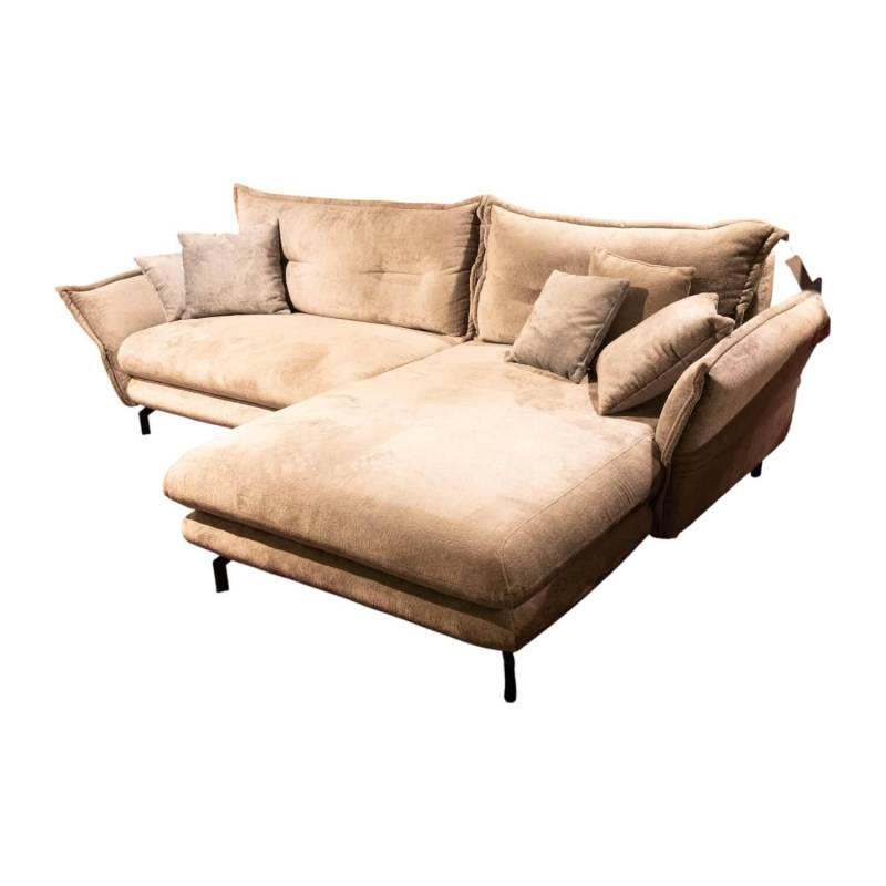 Ecksofa Lava Stoff 6907 Orsa Grau Blau Fuß Metall Schwarz Inklusive Kissen von Modulmaster