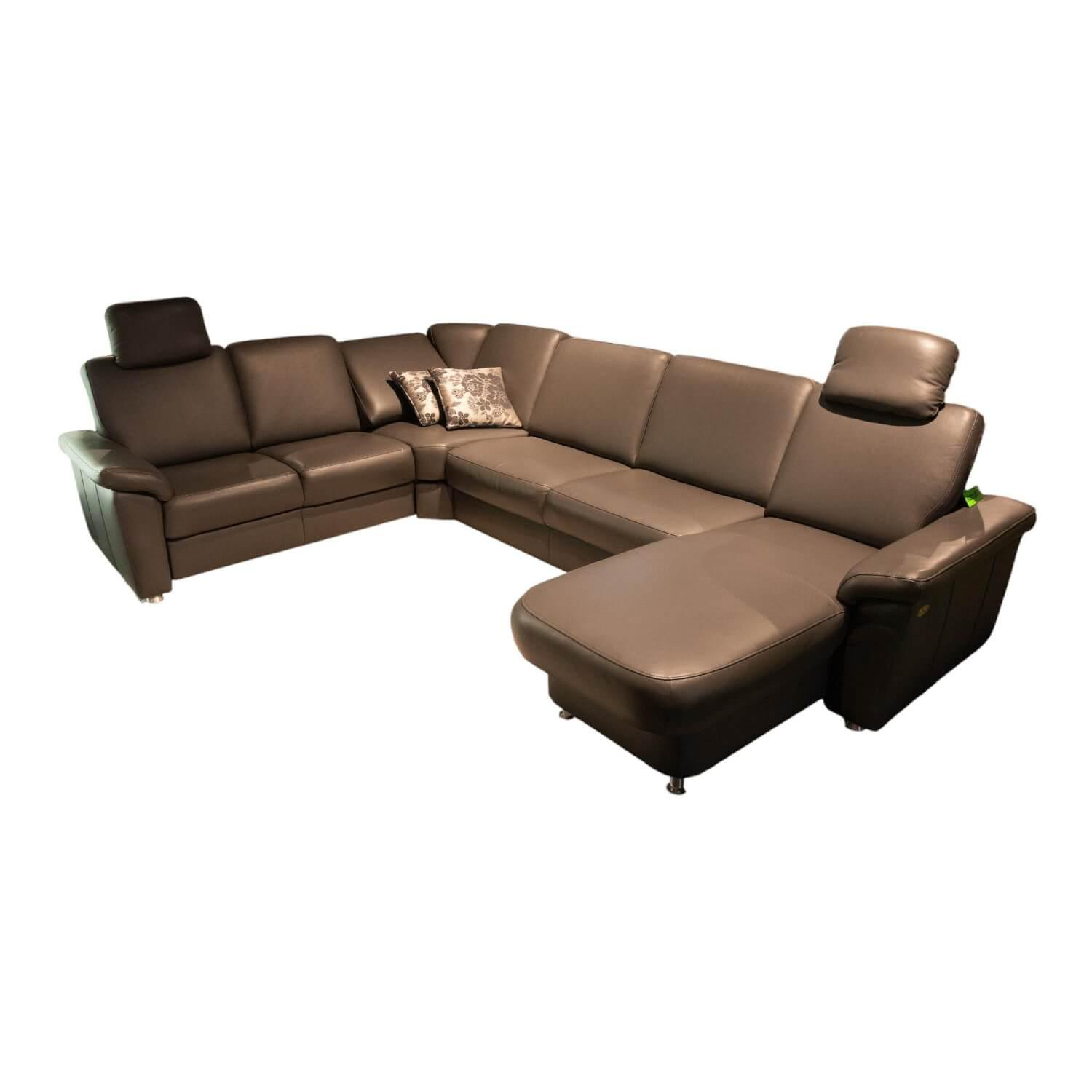 Wohnlandschaft MM PN1059 Leder BelVita 120 Anthrazit Füße Metall Alufarbig Inklu... von Modulmaster