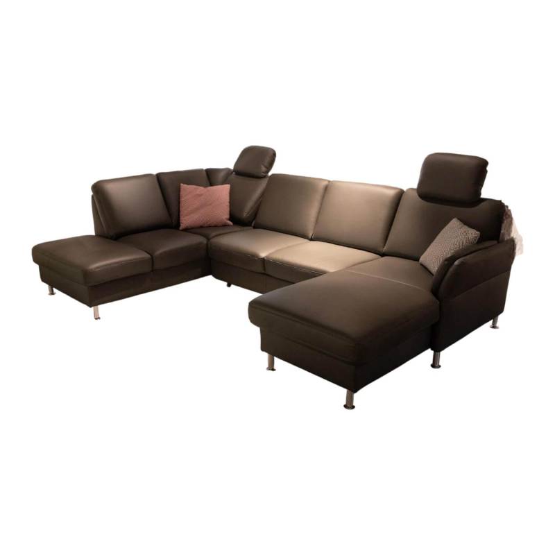 Wohnlandschaft MM PN1080 Leder Torro Anthrazit Fuß Metall Alufarbig Silber Mit K... von Modulmaster