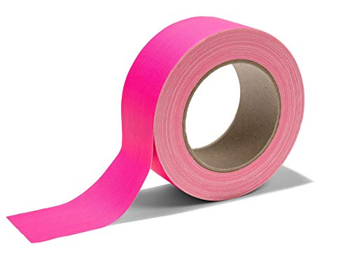 Gewebeband "Gaffa", neonfarbenes Klebeband aus PE-beschichtetem Gewebe, stark haftendes Gaffa-Tape mit Naturkautschuk, Breite 50 mm x Länge 25 m, 0,36 mm stark, matt neonpink von Modulor