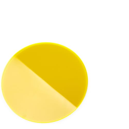 Modulor Acrylglas GS Scheiben farbig, vielfältig nutzbare und fluoreszierende Acrylglasscheibe für Lichtobjekte und Beleuchtungszwecke, 3 mm dicke Acrylscheibe in Ø 100 mm, gelb transparent von Modulor