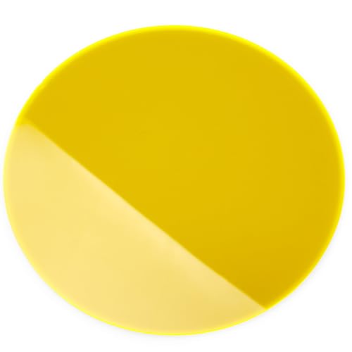 Modulor Acrylglas GS Scheiben farbig, vielfältig nutzbare und fluoreszierende Acrylglasscheibe für Lichtobjekte und Beleuchtungszwecke, 3 mm dicke Acrylscheibe in Ø 150 mm, gelb transparent von Modulor