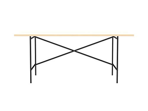 Modulor Tisch E2 mit pulverbeschichtetem Tischgestell und seidenmatter Tischplatte (90 x 180 cm, schwarz und weiß) von Modulor