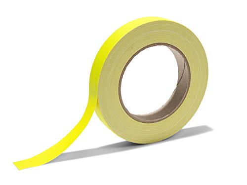 Gewebeband "Gaffa", neonfarbenes Klebeband aus PE-beschichtetem Gewebe, stark haftendes Gaffa-Tape mit Naturkautschuk, Breite 19 mm x Länge 25 m, 0,36 mm stark, matt neongelb von Modulor