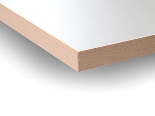 Modulor Holz Tischplatte in 2,5 x 68 x 120 cm aus Spanplatte, Platte für Kinderschreibtisch E2, mit Buche-Umleimer und Laminatbeschichtung, weiß seidenmatt von Modulor