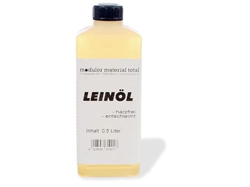 Modulor Leinöl, Holzschutzmittel oder Binde- bzw. Malmittel, Kunststoffflasche 500 ml von Modulor