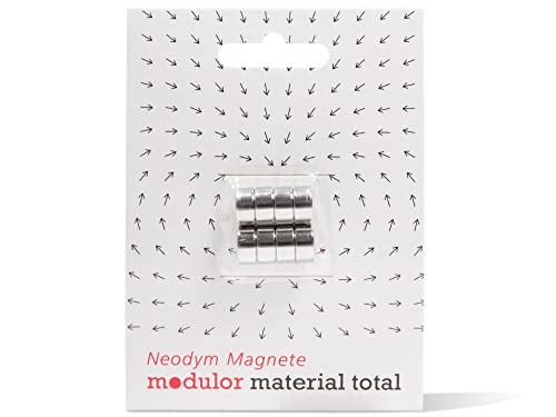 Modulor Rundmagnet Neodym, Silber, ø 10 mm, h = 5 mm, N 42, 8 Stück von Modulor