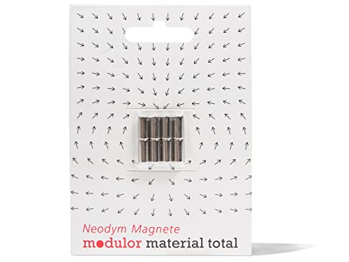 Modulor Rundmagnet Neodym, Silber, ø 5 mm, h = 10 mm, N 42, 8 Stück von Modulor