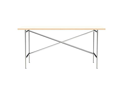 Modulor Tisch E2 mit pulverbeschichtetem Tischgestell und seidenmatter Tischplatte (80 x 160 cm, Verchromt und Weiß) von Modulor