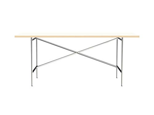 Modulor Tisch E2 mit pulverbeschichtetem Tischgestell und seidenmatter Tischplatte (90 x 180 cm, Verchromt und Weiß) von Modulor