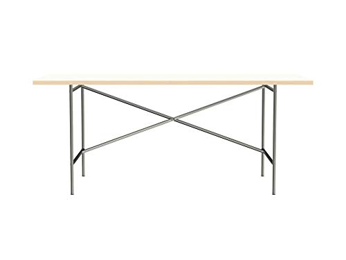 Modulor Tisch E2 mit pulverbeschichtetem Tischgestell und seidenmatter Tischplatte (90 x 180 cm, farblos und weiß) von Modulor