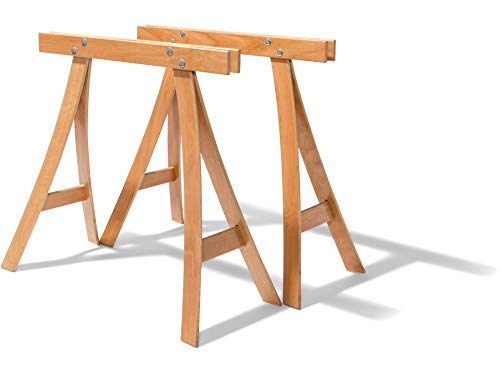 Modulor Tischbock Derk, 71 cm x 35,5 cm x 82,5 cm, Tischgestell aus Buche-Schichtholz mit Melaminharzbeschichtung für Tisch, 2 Stück, naturbraun von Modulor