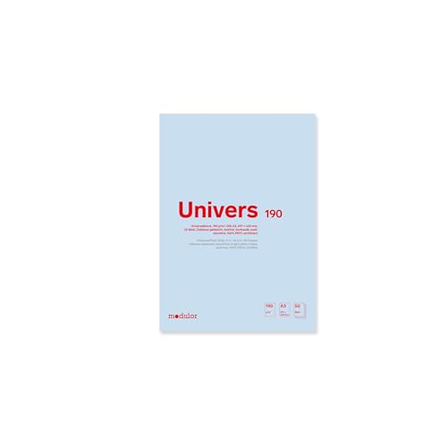 Modulor Universalblock U190, Zeichenblock DIN A3 mit 50 Blatt (blanko), Skizzenblock aus hochweißem Papier mit matter Oberfläche, 190 g/m², 297 X 420 mm von Modulor