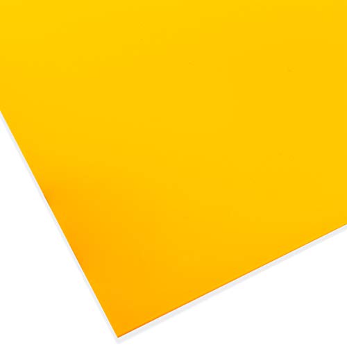PLEXIGLAS® GS farbig, vielfältig nutzbares und bruchfestes Marken Acrylglas für Lichtobjekte etc., 3 mm dicke PLEXIGLAS® GS Platte in 12 x 25 cm, signalgelb opak (1H20) von Modulor
