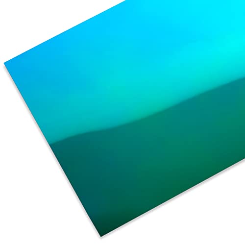 Polystyrol Spiegel, farbig, glatt, irisierend grün/blau 1 x 250 x 500 mm von Modulor
