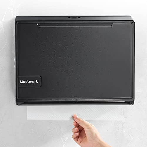 Modundry Papierhandtuchspender, Wandmontage Tissue Boxspender, kommerzielle Handtuchspender für Küche Bad Büro Restaurant, hält 200 Blatt (Schwarz) von Modundry