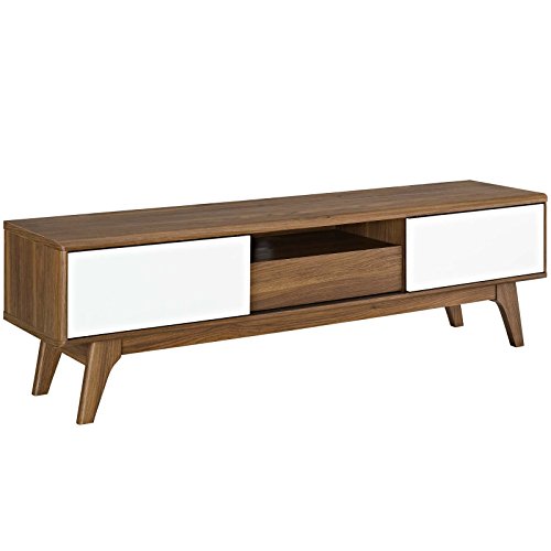 Modway- Envision Mid-Century Modern niedrig 59 Zoll TV Board, Walnuss Weiß, 34 x 149 x 43 cm von Modway
