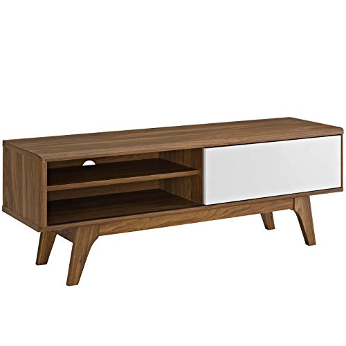 Modway- Envision Mid-Century Moderner 44-Zoll-TV Board, Walnuss Weiß, 34 x 122 x 43 cm von Modway