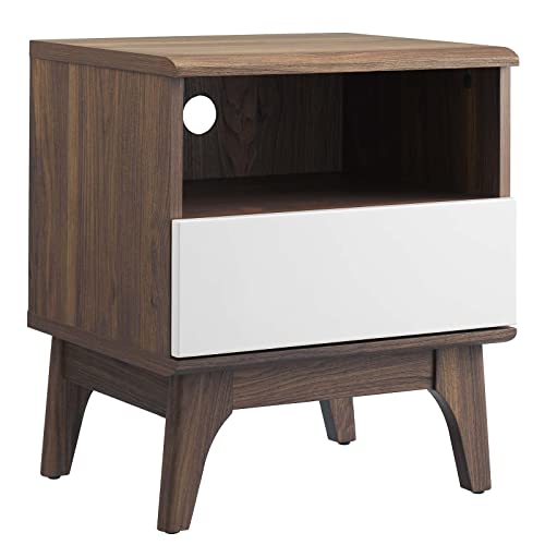 Modway Envision Mid-Century Moderner Beistelltisch in Walnuss-Weiß von Modway