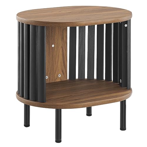 Modway Fortitude Moderner Beistelltisch mit offenem Stauraum, Walnuss-Schwarz von Modway