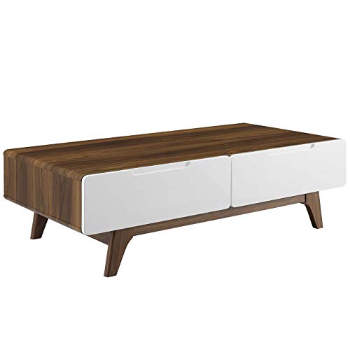 Modway-Origin Beistelltisch aus Holz, Mitte des Jahrhunderts, 47", Walnuss Weiß, 58 x 119 x 36 cm von Modway