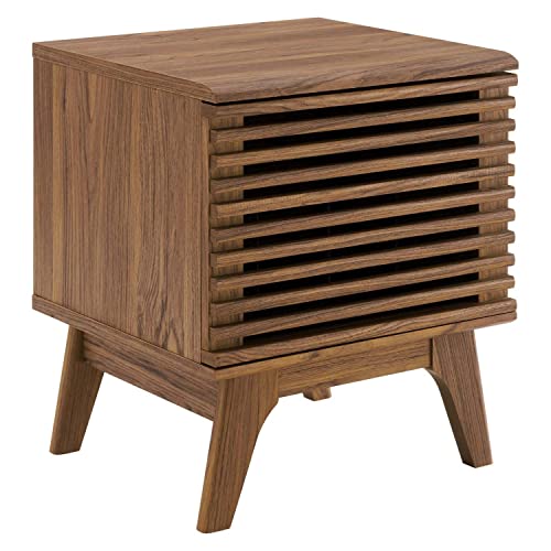 Modway Render Mid-Century Moderner 19" Vinyl-Schallplatten-Ausstellungsstand aus Nussbaum, 19 Zoll von Modway