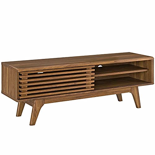 Modway- Render Mid-Century TV Board mit niedrigem Profil, 48 Zoll, Walnuss, 34 x 122 x 43 cm von Modway