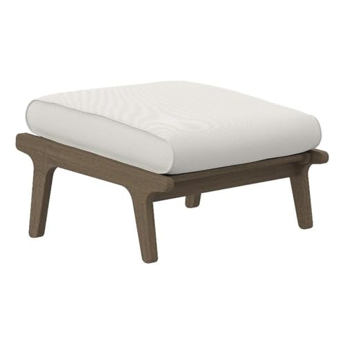 Modway Saratoga Teak Outdoor Patio Ottomane in verwittertem Grau-Weiß – Fußstütze für den Außenbereich mit witterungsbeständigem Kissen – Terrassenoptiker aus Holz von Modway