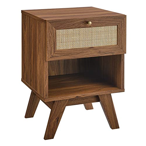 Modway Soma Modern Rattan Nachttisch mit 1 Schublade, Walnuss von Modway