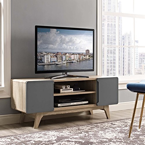 Modway- Tread Mid-Century Moderner 47-Zoll-TV Board, Natürliches Grau, 39 x 119 x 47 cm von Modway