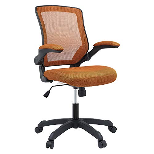 Modway- Veer Bürostuhl mit Netz-Rückenlehne und Vinyl-Sitz mit klappbaren Armen, Hellbrauner Stoff, 66 x 66 x 95 cm von Modway