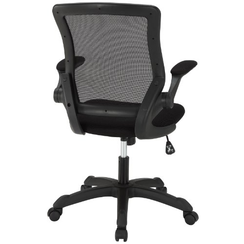Modway- Veer Bürostuhl mit Netz-Rückenlehne und Vinyl-Sitz mit klappbaren Armen, Schwarzer Stoff, 66 x 66 x 95 cm von Modway