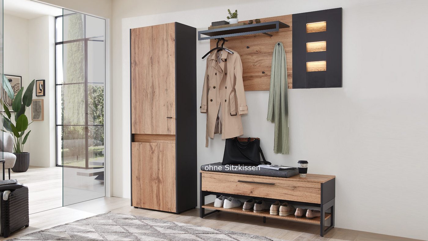 Möbel Akut Garderoben-Set Garderobe Light Line 10 Eiche Votan Schiefer Set 3-teilig Möbel Akut Garderoben-Set Garderobe Light Line 10 Eiche Votan Schiefer Set 3-teilig von Möbel Akut