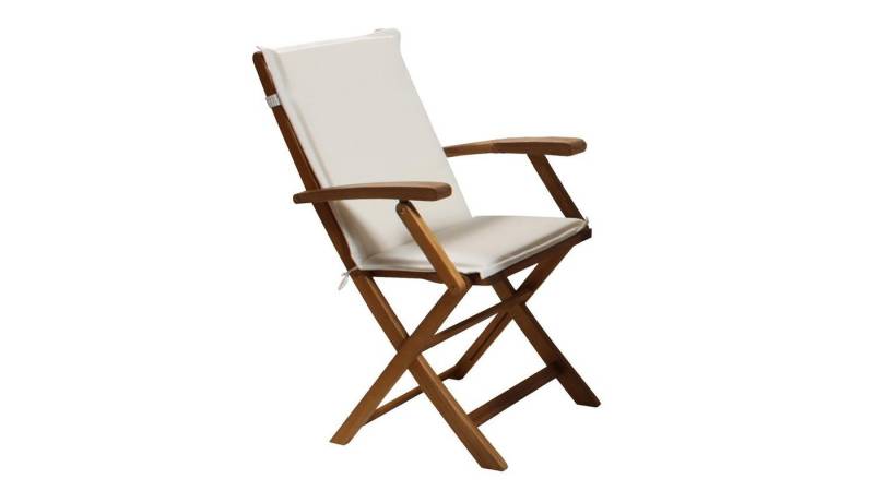 Möbel Akut Gartenstuhl Gartenstuhl 4er-Set Stuhl Holzstuhl Akazie Massivholz mit Kissen creme (4 St) von Möbel Akut