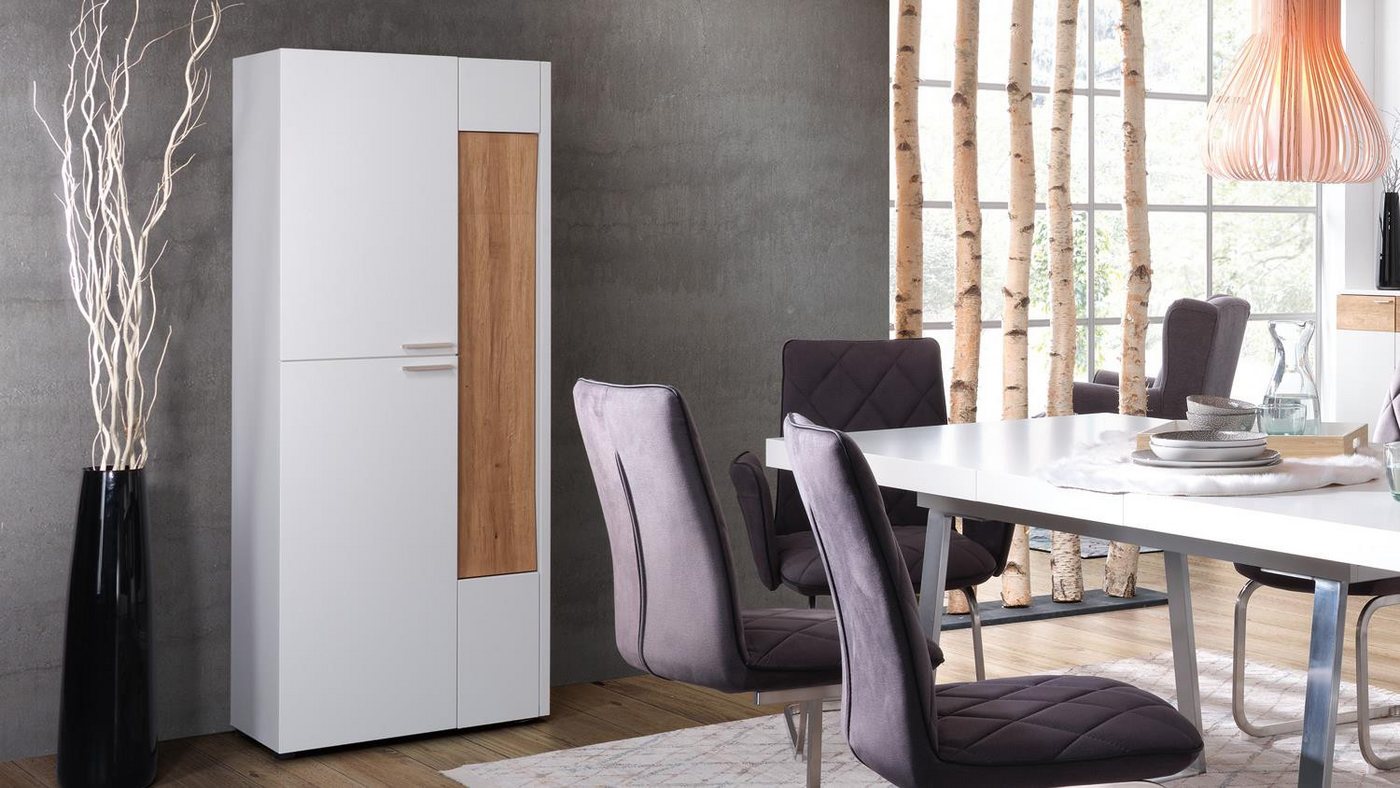 Möbel Akut Highboard Highboard OSLO weiß matt lackiert Designblende Asteiche Massivholz Möbel Akut Highboard Highboard OSLO weiß matt lackiert Designblende Asteiche Massivholz von Möbel Akut