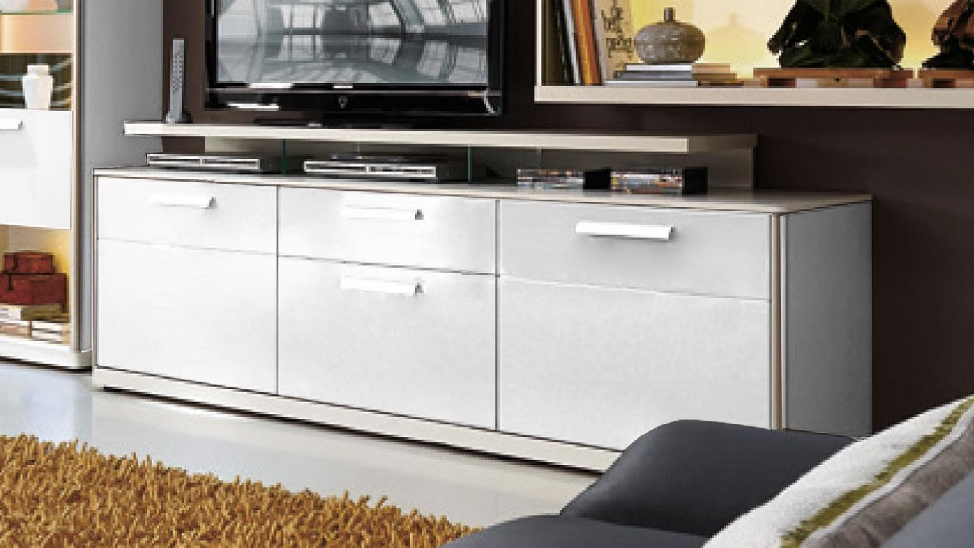 Möbel Akut Lowboard TV-Board LIGHT LINE 4 mit Aufsatz in weiß matt lackiert von Möbel Akut