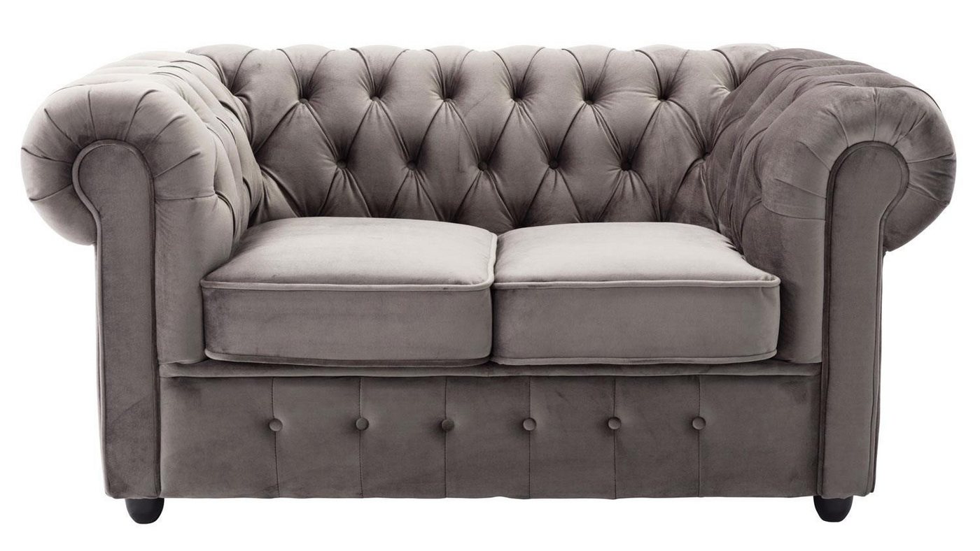 Möbel Akut Sofa 2-Sitzer Sofa Chesterfield Couch in Samt grau 156 cm von Möbel Akut