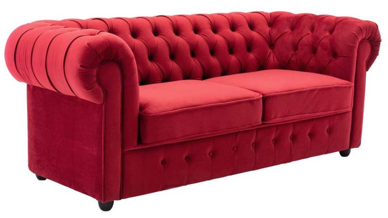 Möbel Akut Sofa 3-Sitzer Sofa Chesterfield Samt rot 198 cm von Möbel Akut