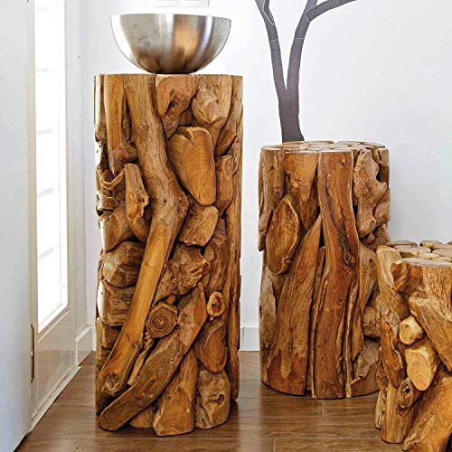Möbel Bressmer XILON Holzsäule Podest Teakholz massiv Ø 35 cm x Höhe 80 cm aus nachhaltigem Holz aus 100% Handarbeit Natur von Möbel Bressmer
