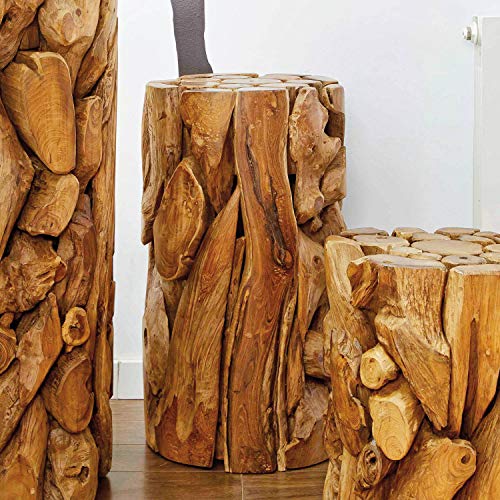 Möbel Bressmer XILON Holzsäule Podest Teakholz massiv Ø 35 cm x Höhe 60 cm - Nachhaltigem Holz 100% Handarbeit Natur von Möbel Bressmer